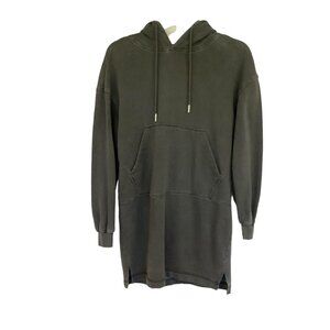 7 For All Mankind Women's Hooded Sweatshirt Tunic Dress XS Dark Gray Garment Dye
